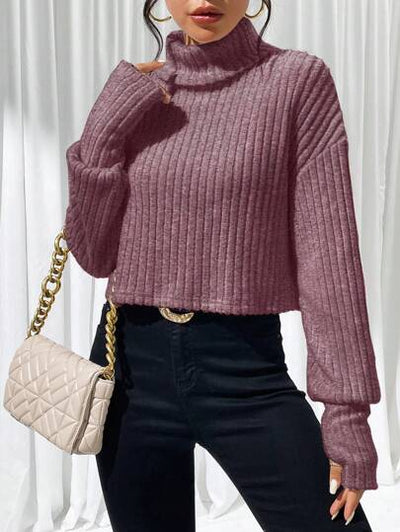Lässiges Damen Shirt mit Rollkragen in Uni-Farbe.
