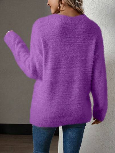 Damen lockerer V-Ausschnitt Strickpullover von Aphrodite™.
