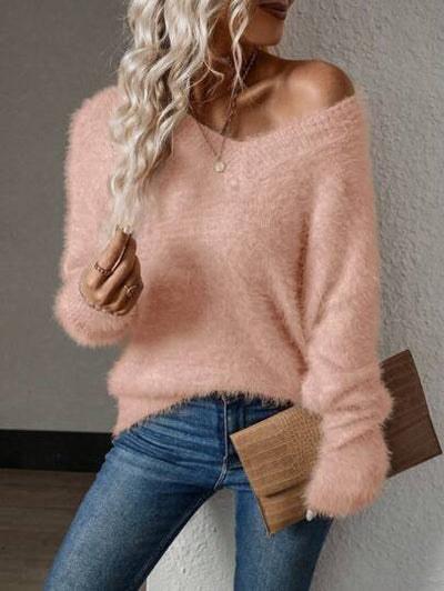 Modischer V-Ausschnitt Strickpullover perfekt zum Schichten von Aphrodite™.
