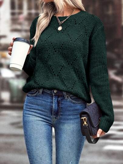 Bequemer und atmungsaktiver Aphrodite™ Pointelle Strickpullover.