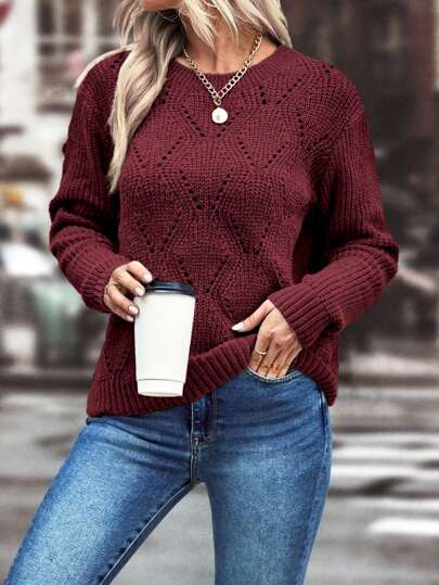 Aphrodite™ eleganter Pointelle Strickpullover für Damen.
