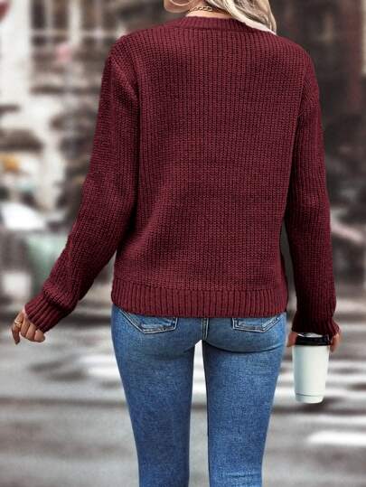 Bequemer Pointelle Strickpullover von Aphrodite™.
