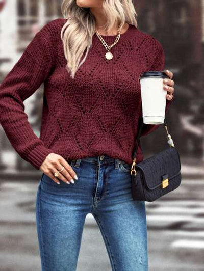 Schicker und stilvoller Pointelle Strickpullover von Aphrodite™.
