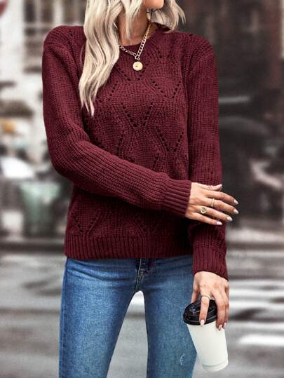 Weicher und atmungsaktiver Aphrodite™ Pointelle Strickpullover.
