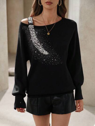 Femininer Oversized-Pullover mit Strassdetails von Aphrodite™.
