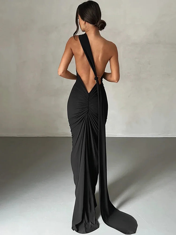 Aphrodite™ elegantes One-Shoulder-Maxi-Kleid für Damen.
