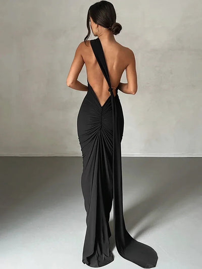 Aphrodite™ elegantes One-Shoulder-Maxi-Kleid für Damen.
