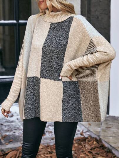 Trendiger Farbblock-Pullover für gemütliches, entspanntes Tragen.
