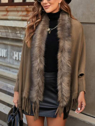 Warme flauschige Fledermausärmel-Strickjacke für Herbst und Winter.
