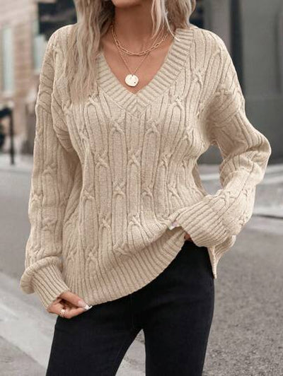 Aphrodite™ weicher Zopfmuster-Pullover für die Freizeit.
