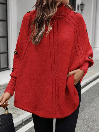 Pullover mit dekorativen Knöpfen und hochgeschlossenem Design.
