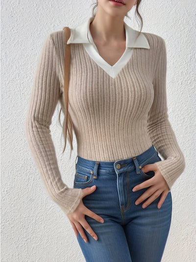 Aphrodite™ weicher und elastischer klassischer Strickpullover.

