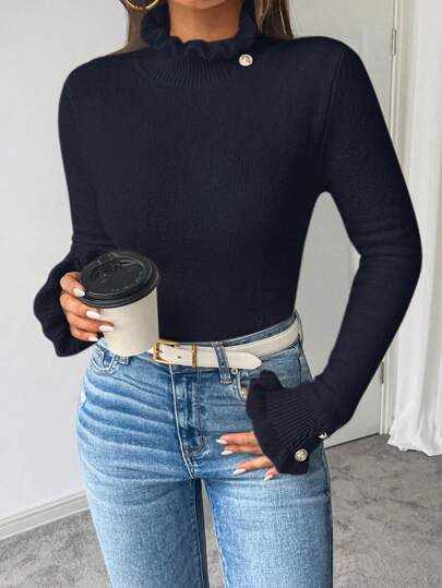 Stilvoller lockerer Pullover mit schicken Rollkragen-Details von Aphrodite™.