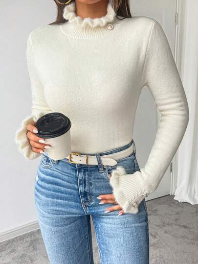 Stilvoller Damen-Rollkragenpullover mit hochwertigem Fleece-Futter von Aphrodite™.
