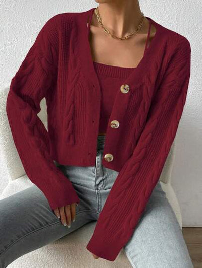 Cropped Damen-Strickjacke in angesagtem Design
