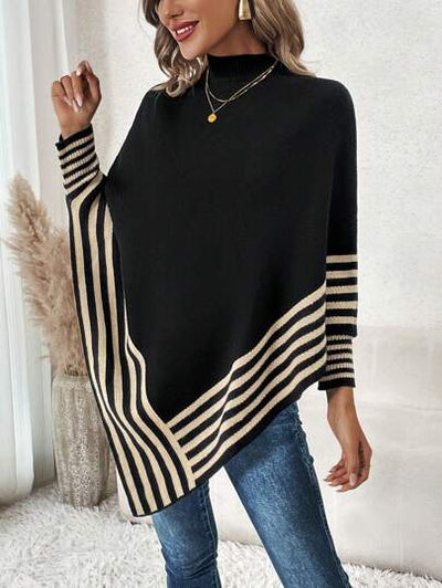 Aphrodite™ gestreifter Poncho für einen entspannten, modischen Look.
