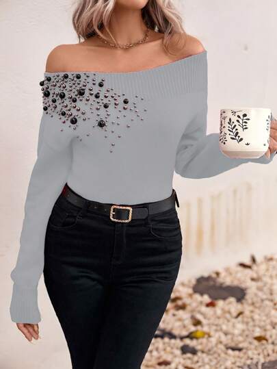 Stilvoller Off-Shoulder-Pullover mit erstklassiger Verarbeitung von Aphrodite™.
