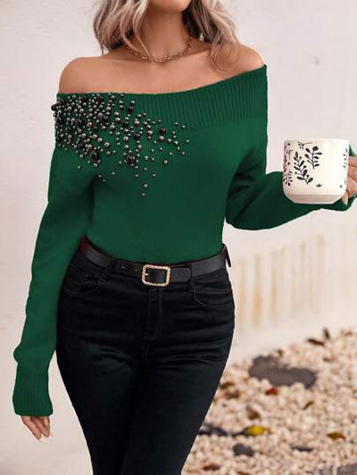 Eleganter und strapazierfähiger Perlen-Pullover für Damen von Aphrodite™.
