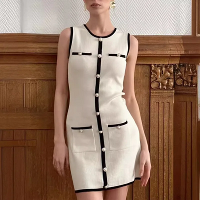 Modernes Minikleid mit Knopfleiste aus weichem Strickstoff von Aphrodite™.
