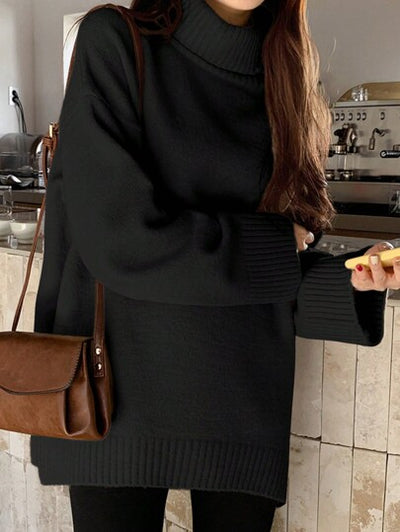 Schicker einfarbiger Rollkragenpullover für moderne Mode.
