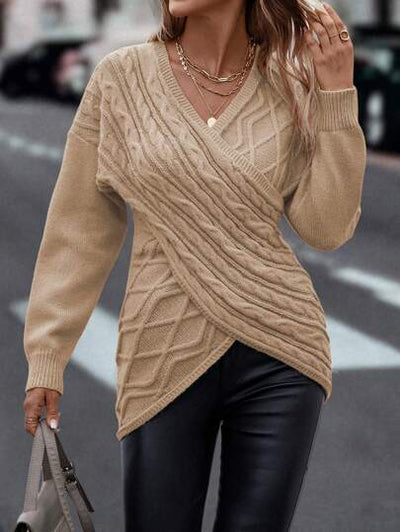 Asymmetrischer Saum-Strickpullover für stilvolle Damen von Aphrodite™.
