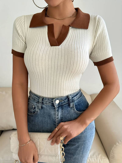Aphrodite™ Strickhemd mit zeitlosem geschlitztem Kragen.
