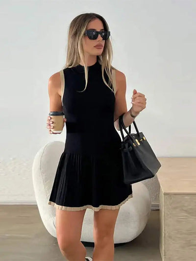 Aphrodite™ stylisches ärmelloses Strick-Mini-Kleid für Damen.

