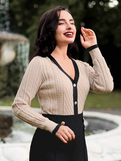 Aphrodite™ Vintage eleganter Damen Strick-Cardigan.
